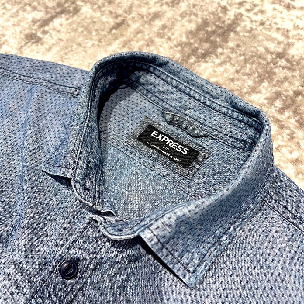 Non Iron denim shirt button down